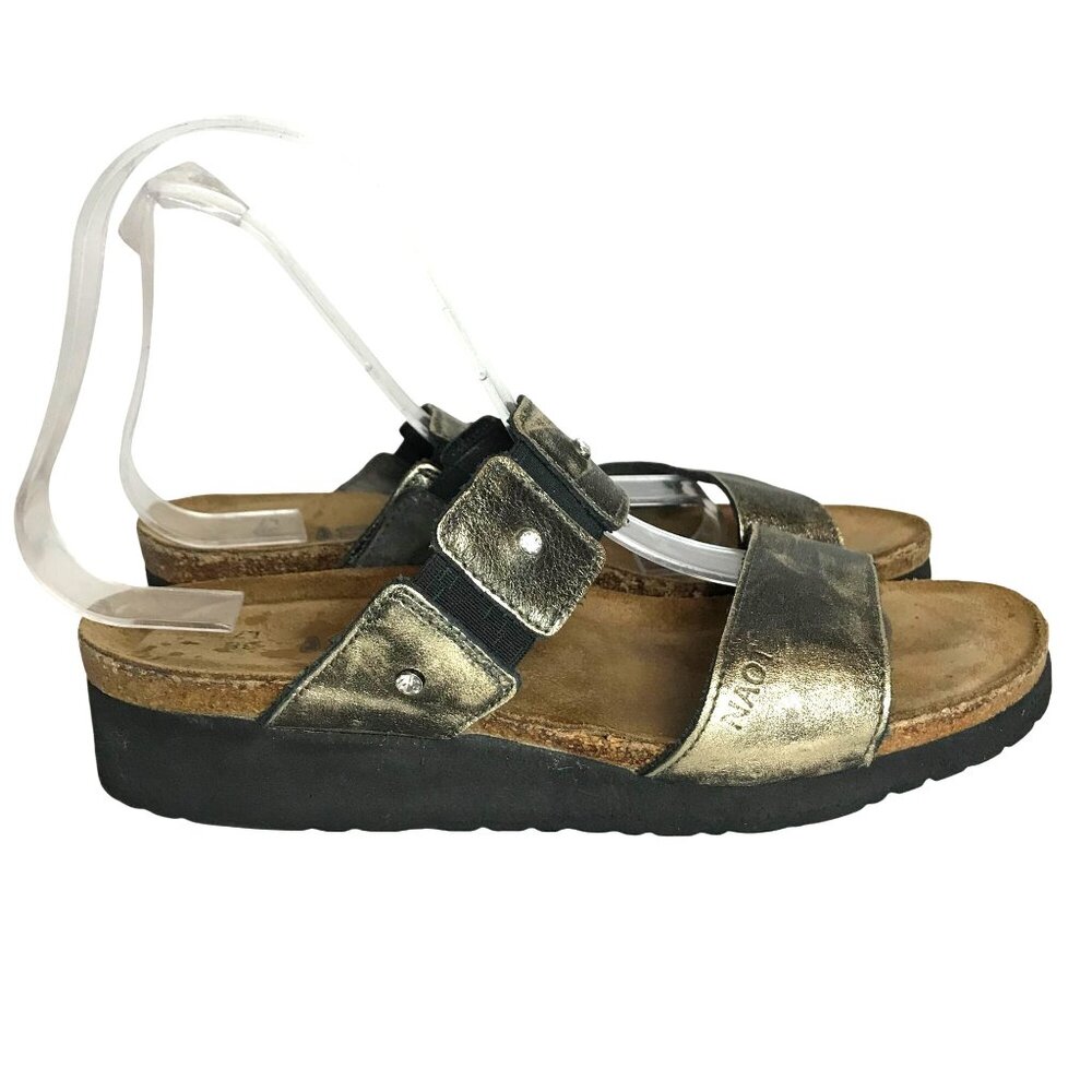Naot Womens 8/38 Leather Slides Sandals Cork Sole Comfort Israel